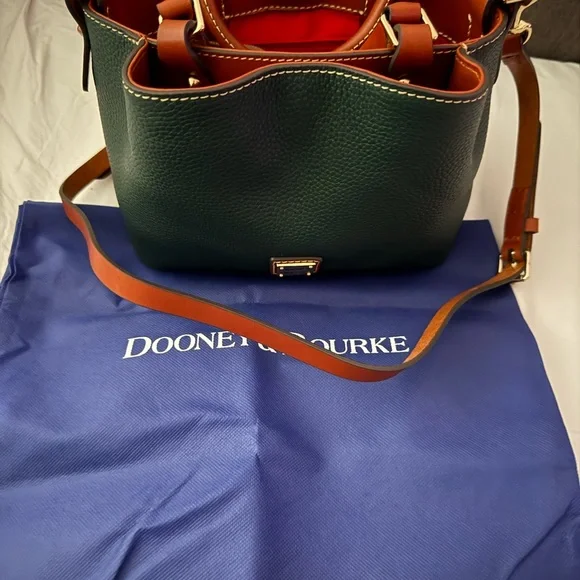 Dooney & Bourke Dark Green and Tan Satchel - Picture 5 of 8
